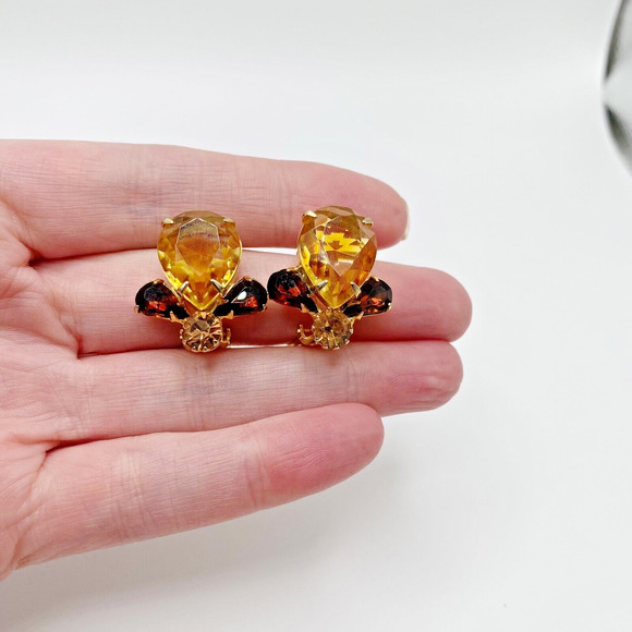 Vintage Givre Bi Color Glass Rhinestone Necklace Earrings Set High Quality Demi - Picture 13 of 16